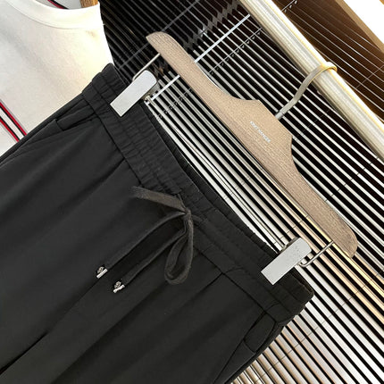 LORO PIANA DRAWSTRING JOGGER PANTS IN BLACK COTTON