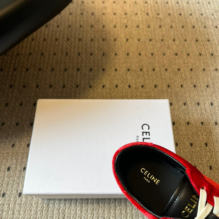 CELINE 26S SNEAKERS IN RED VELVET