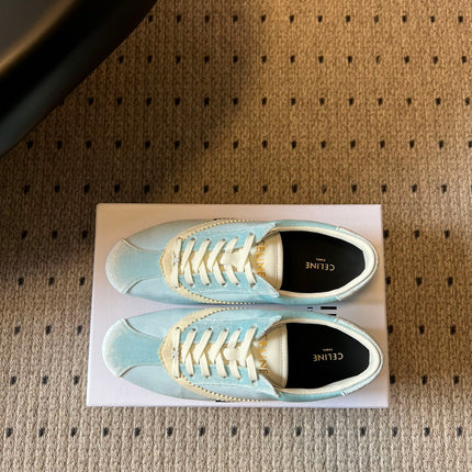CELINE 26S SNEAKERS IN PASTEL BLUE VELVET