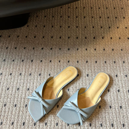 DIOR 26S OBLIQUE BOW MULE IN CLOUD BLUE CALFSKIN