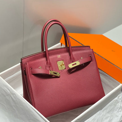 HM BIRKIN 25CM BURGUNDY CALFSKIN GOLD HARDWARE