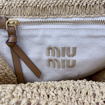 CROCHET TOTE BAG 23 IN NATURAL WOVEN RAFFIA