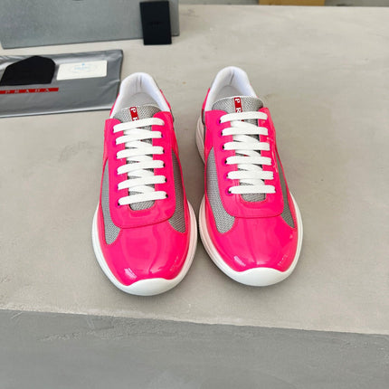 CHUNKY SOLE DESIGN SNEAKER IN PINK AND WHITE MESH MIX LEATHER