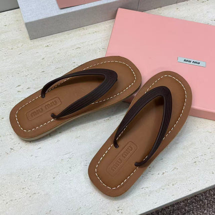 MIUMIU 26S THONG SANDAL IN DARK BROWN
