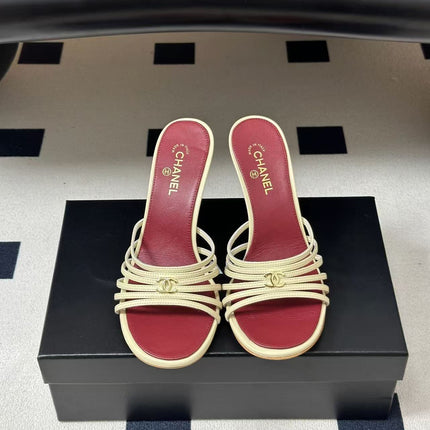 CHANEL 26S MULTI STRAP MULE IN IVORY LAMBSKIN