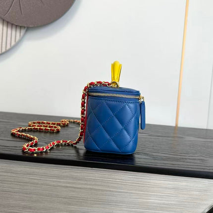 CHANEL 26S SUPERMAN LONG VANITY CASE IN BLUE AND RED CALFSKIN WITH CHAIN