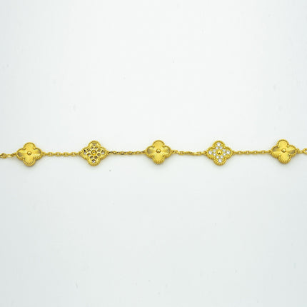 CLOVER BRACELET 5 MOTIFS GOLD DIAMOND