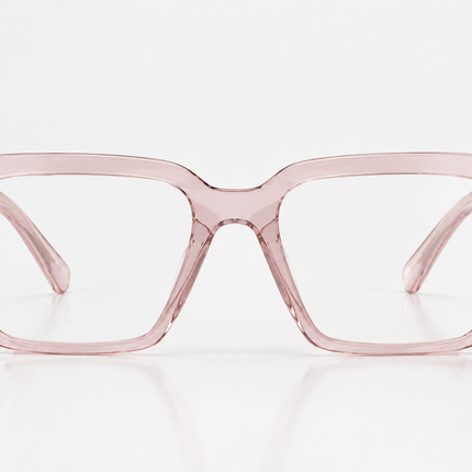 MIU MIU 26S OVERSIZED RECTANGULAR GLASSES IN PALE PINK ACETATE