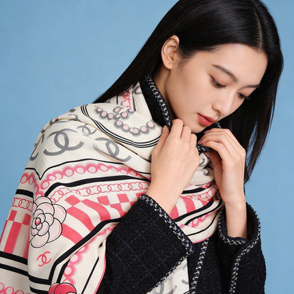 CHANEL 26S SCARF 135 IN CASHMERE AND SILK 306115
