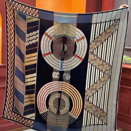 HERMES 26S PRINTED SQUARE SCARF 140 IN CASHMERE AND SILK 309320