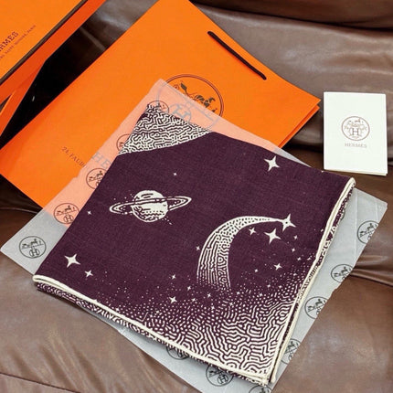 HERMES 26S PRINTED SQUARE SCARF 140 IN CASHMERE AND SILK 309360
