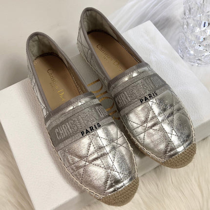 GRANVILLE ESPADRILLE SILVER QUILTED CANNAGE CALFSKIN