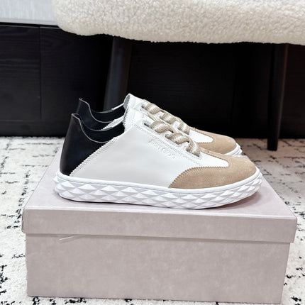 JIMMY CHOO 26S SNEAKERS IN BEIGE SUEDE AND WHITE CALFSKIN