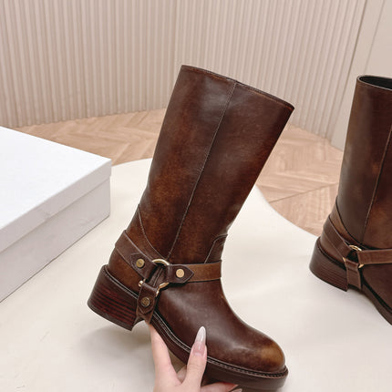 CHLOÉ 26S BOOTS 45 MM IN BROWN CALFSKIN