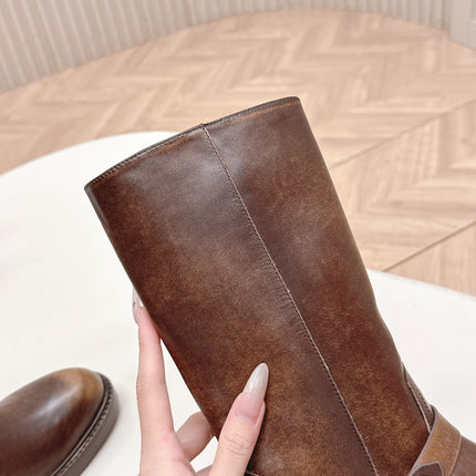 CHLOÉ 26S BOOTS 45 MM IN BROWN CALFSKIN