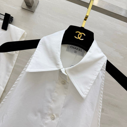 CHANEL 26S SLEEVELESS SHIRT COLLAR TOP STYLE 1197
