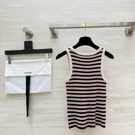 CHANEL 26S STRIPED SLEEVELESS KNIT TOP 1438