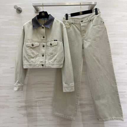PRADA 26S DENIM JACKET AND WIDE-LEG JEANS SET 1236