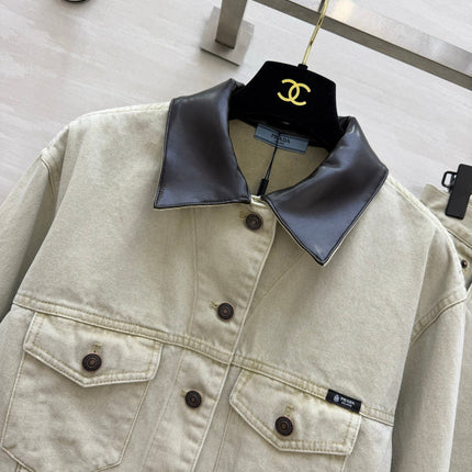 PRADA 26S DENIM JACKET AND WIDE-LEG JEANS SET 1236
