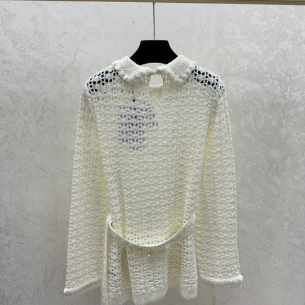 CHANEL 25S OPEN-KNIT WAIST-TIE SWEATER 528
