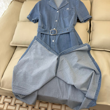 CELINE 26S LONG SHORT SLEEVE DENIM DRESS 366