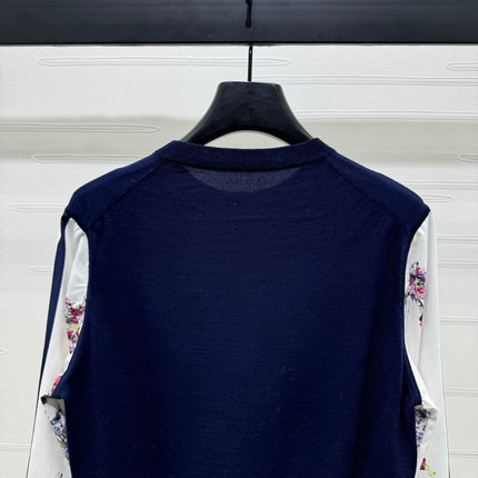 ERDOS FLORAL PATTERN CREW NECK LONG-SLEEVE KNIT CARDIGAN 274824