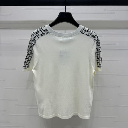 DIOR SHORT-SLEEVE JACQUARD KNIT TOP 274853