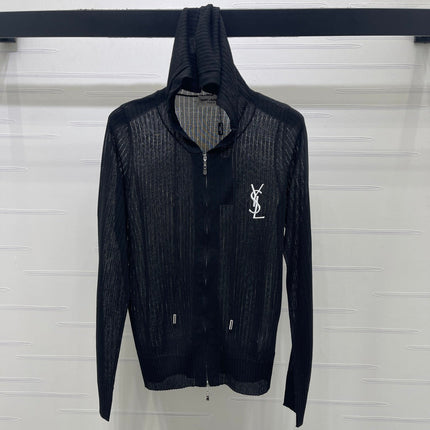 YSL 26S ZIP UP HOODED CARDIGAN 390