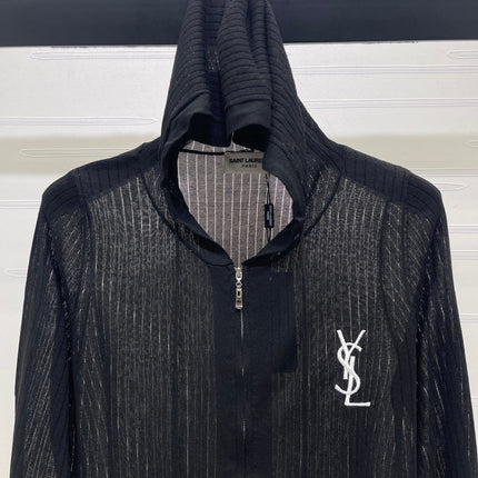 YSL 26S ZIP UP HOODED CARDIGAN 390