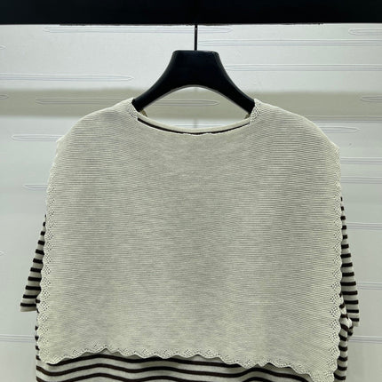 CHANEL 26S STRIPED KNIT TOP WITH SHOULDER TIE 1326