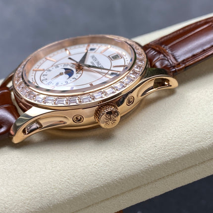 ANNUAL CALENDAR ROSE GOLD ATTACHED DIAMOND BEZEL WHITE DIAL
