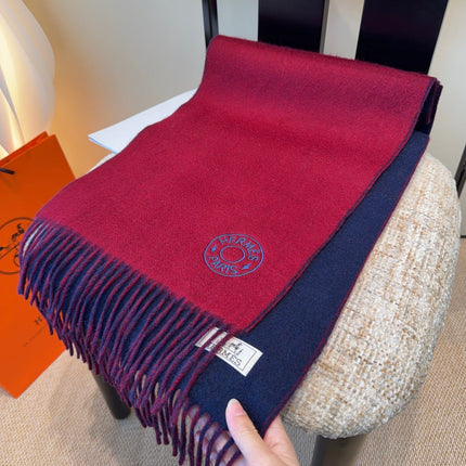 HERMES 26S SCARF 190 IN CASHMERE WOOL BLEND 492187