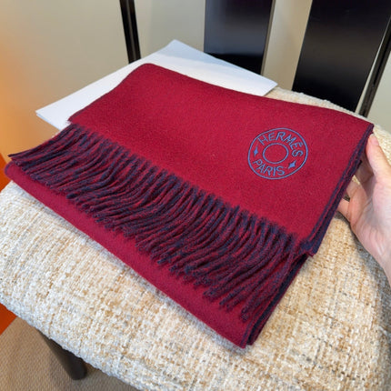 HERMES 26S SCARF 190 IN CASHMERE WOOL BLEND 492187