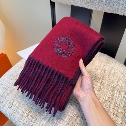 HERMES 26S SCARF 190 IN CASHMERE WOOL BLEND 492187