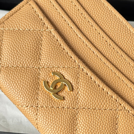 CHANEL 25S CARD HOLDER 11 IN GOLDEN CARAMEL CAVIAR GOLD HARDWARE