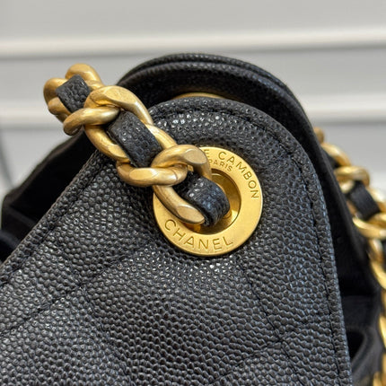CHANEL 25S HOBO BAG 30 IN BLACK CAVIAR