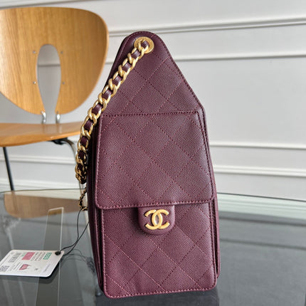 CHANEL 25S HOBO BAG 30 IN DARK RED CAVIAR