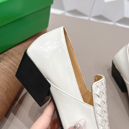 BOTTEGA VENETA 26S VENTURA LOAFERS 40 MM IN WHITE INTRECCIATO CALFSKIN