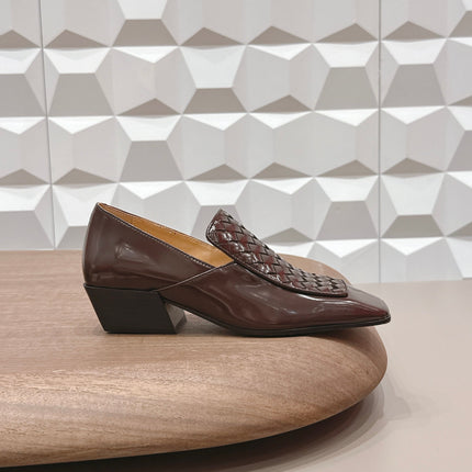 BOTTEGA VENETA 26S VENTURA LOAFERS 40 MM IN BROWN INTRECCIATO CALFSKIN