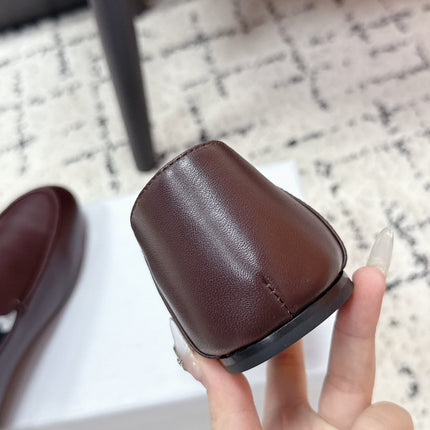 CELINE 26S AURA TRIOMPHE LOAFERS IN BURGUNDY BROWN LAMBSKIN