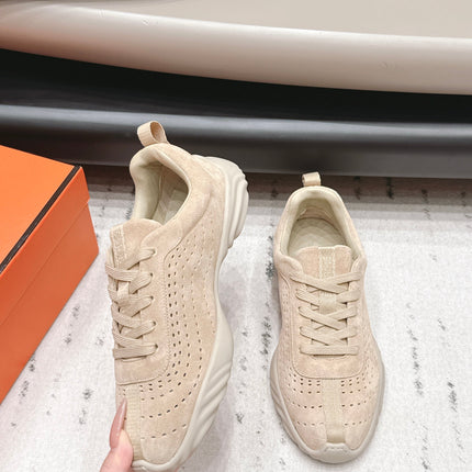 HM 26S TRAIL SNEAKERS IN BEIGE PERFORATED SUEDE