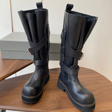 BALEN HIGH BUCKLE BOOTS IN BLACK CALFSKIN