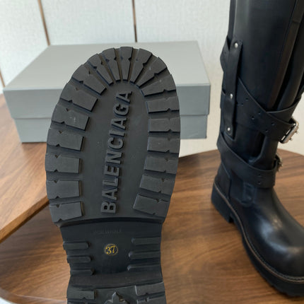 BALEN HIGH BUCKLE BOOTS IN BLACK CALFSKIN