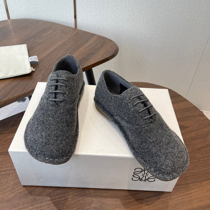 LOEWE 26S FOLIO DERBY SHOES IN DARK GRAY SUEDE