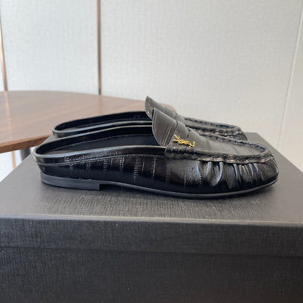 YSL 26S LOAFER MULES IN BLACK CALFSKIN