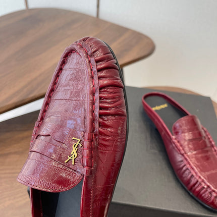 YSL 26S LOAFER MULES IN DARK RED CALFSKIN