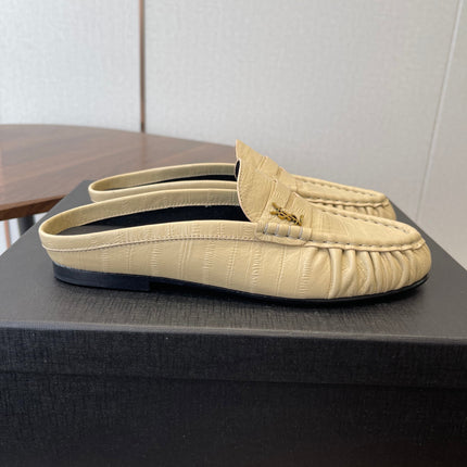 YSL 26S LOAFER MULES IN BEIGE CALFSKIN