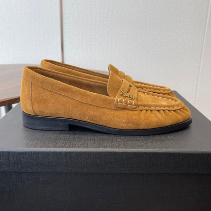 YSL 26S LOAFER IN CAMEL BROWN SUEDE