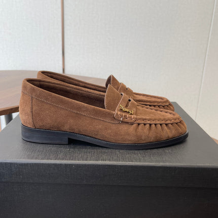 YSL 26S LOAFER IN BROWN SUEDE