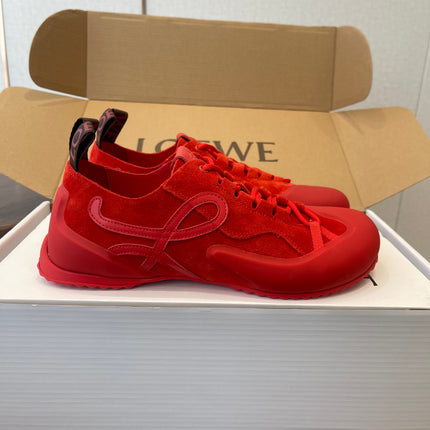 LOEWE 26S FLOW RUNNER SNEAKER 20MM IN DARK RED SUEDE